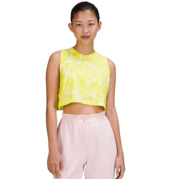 lululemon athletica Tops - Lululemon All Yours Cropped Cotton Tank Top *Tie Dye Yellow Size 6